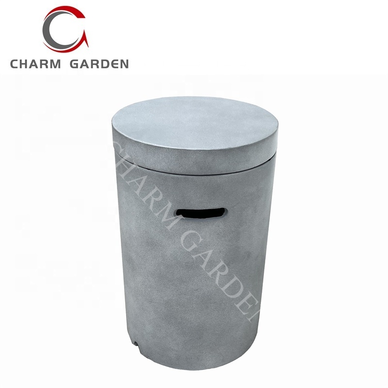 Height 25 inch In stock Outdoor Indoor  Round Side Table Concrete Fire Pit Gas Tank Storage Cover