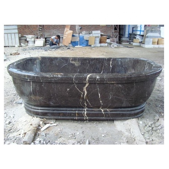 Cheap black natural marble stone bathtub for bathroom RST-SB043