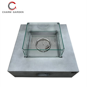 Wholesales square glass tube outdoor garden glass fiber reinforce concrete gas patio heater fire pit tables