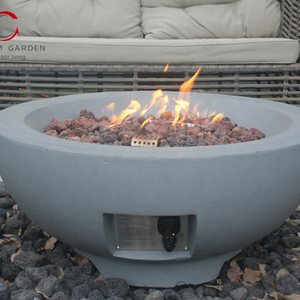 D27.5" small size round outdoor fire pit bowl in concrete GFRC body using propane gas fire system