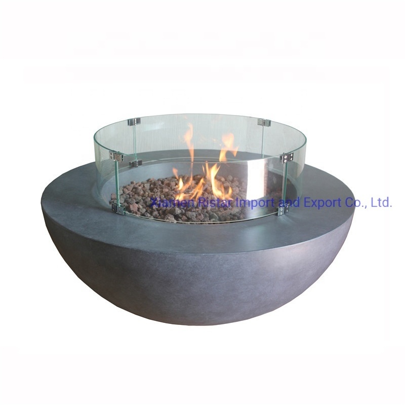 High performance cast concrete round shape fire pit table in garden patio