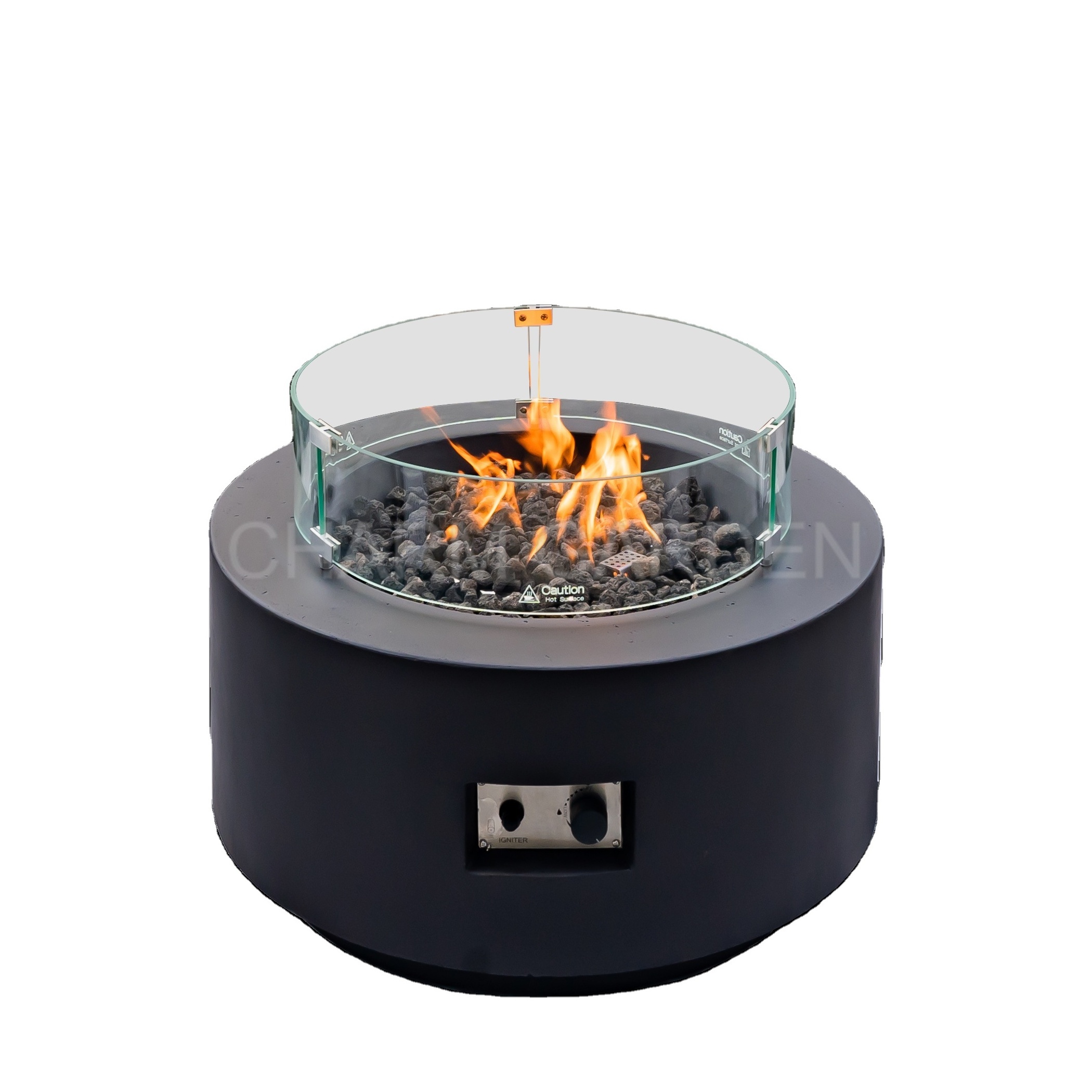 Round Fire Pit Bar Table Outdoor Courtyard Gas Propane Heater