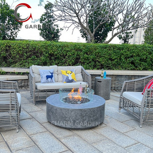 Modern Stylish Original Concrete Look Outdoor Gas Fire bowl Cement Grey Round Shape fire place