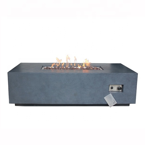 Rectangle GRC / GFRC outdoor gas fire pit table in garden or patio