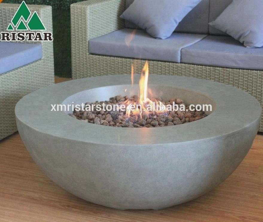 Cast concrete GRC / GFRC round D42 inch gas fire pits bowl