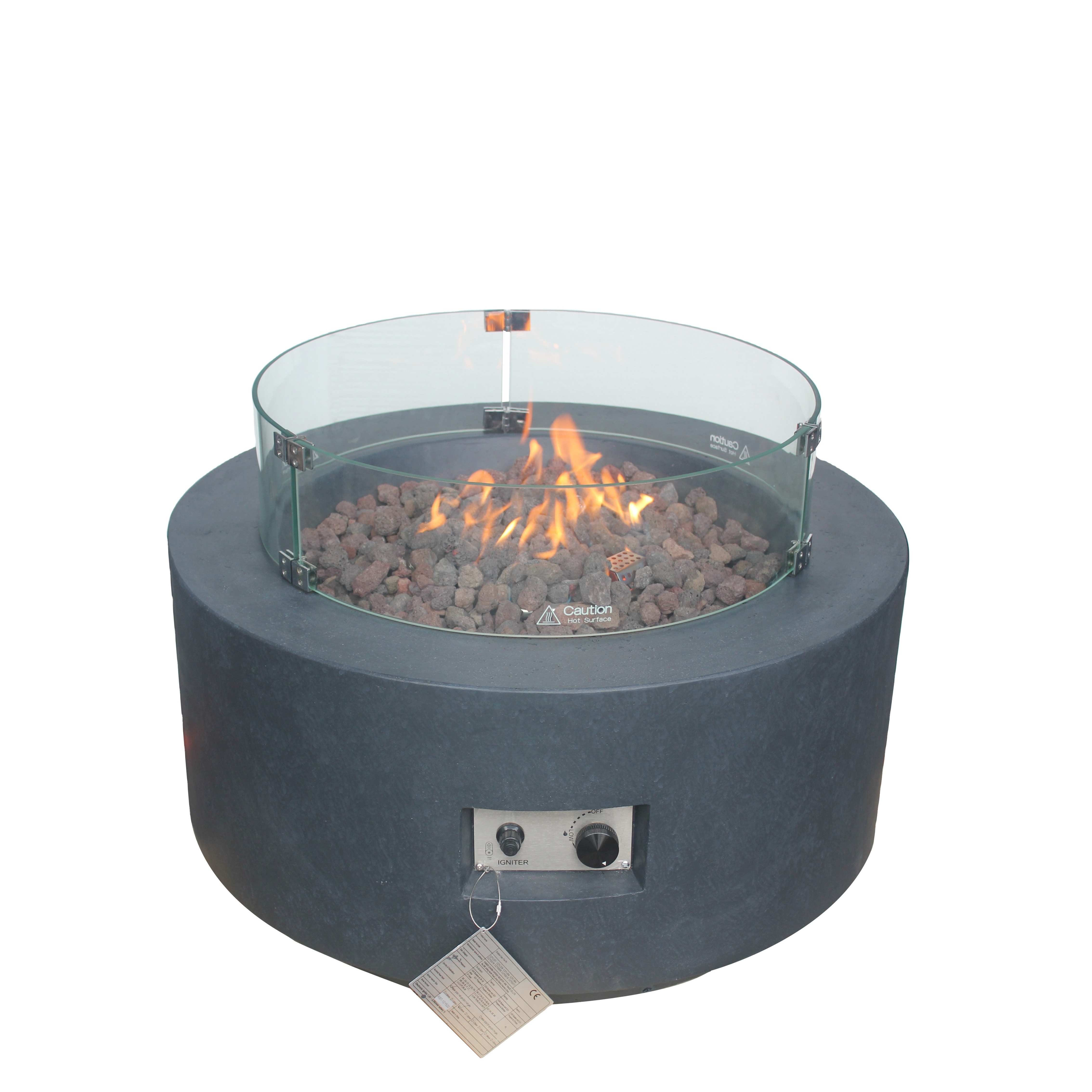 Round concrete gas fireplace GRC fire pit bowl for outdoor living