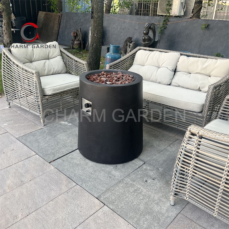 Outdoor Garden   Concrete Gas Fire Pit Column