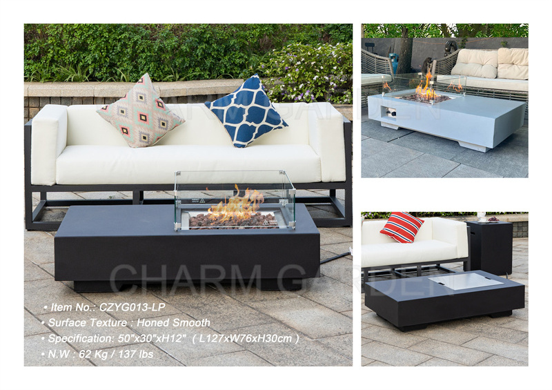 High-Quality Products Rectangle Concrete Propane Gas Fire Pit