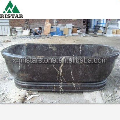 Cheap black natural marble stone bathtub for bathroom RST-SB043