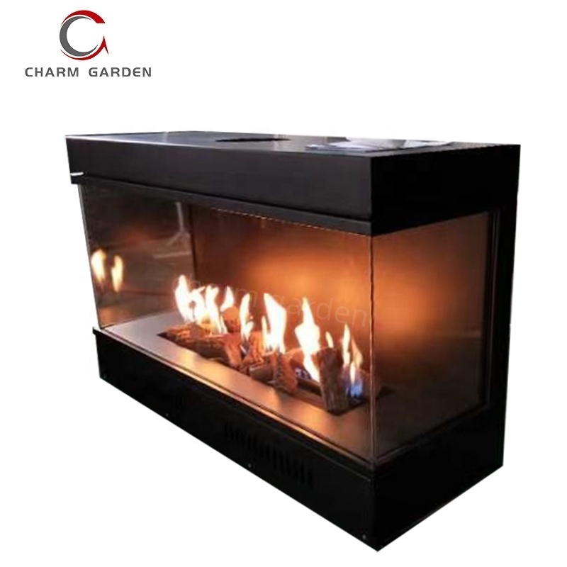 Custom Indoor Led Light Natural Gas Propane Gas Fireplace with Remote Control