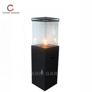 The hot selling black coated steel patio heater with wheels for free standing and easy to move