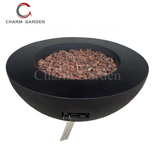 New Modern Style Outdoor Garden Luxury Black Concrete Gas Fire Pit Bowl for Wedding