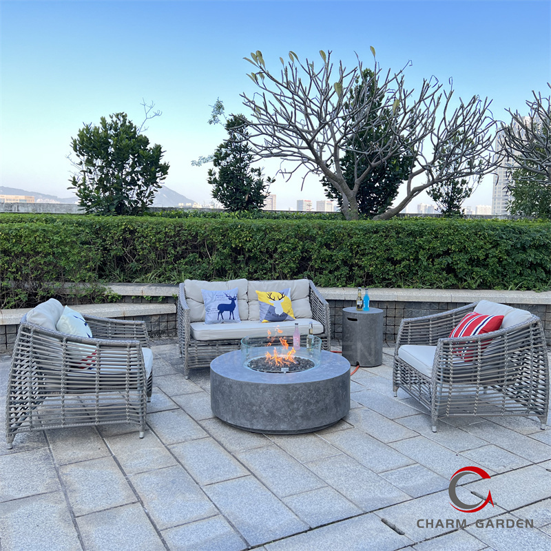 Garden Heating Original Concrete Grey concrete natural gas fire pit