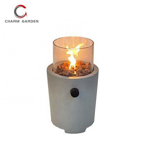 Garden Mini Concrete Tabletop Gas Fire Pit Outdoor Freestanding Tabletop Portable Gas Fireplace