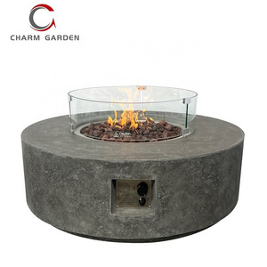 Fire bowl 40" 65000 BTU Outdoor Portable Propane Gas Natural Gas Fire Pit with Tempered Glass Wind Guard