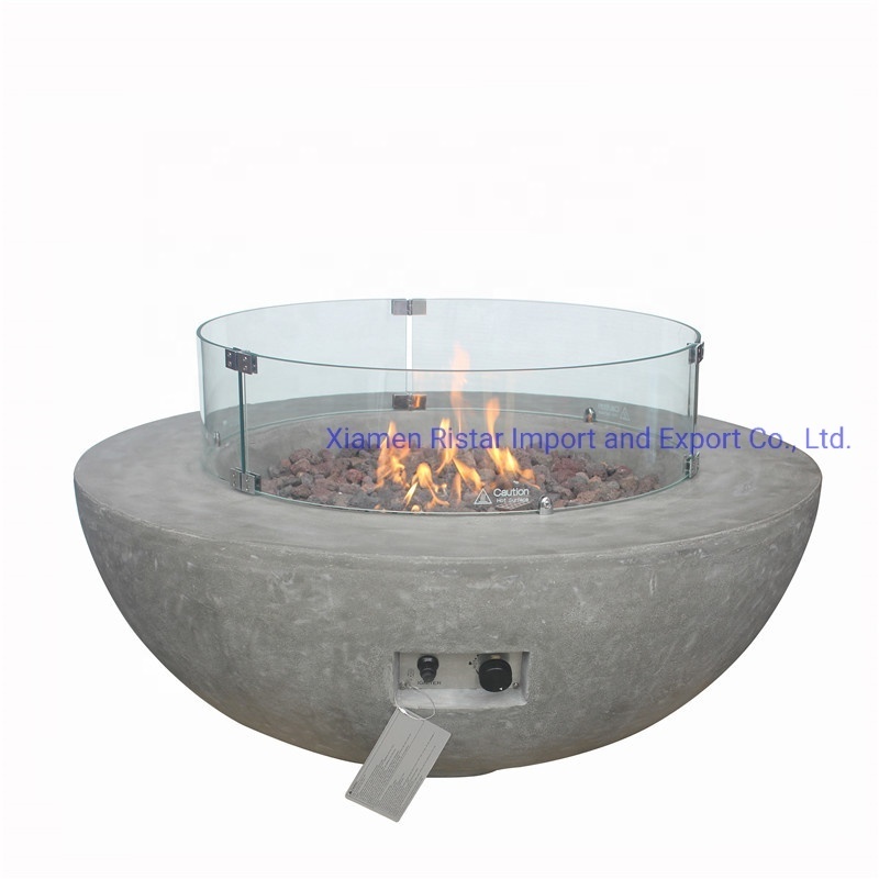 High performance cast concrete round shape fire pit table in garden patio