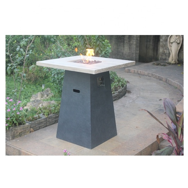 New arrival 42 inch height gas fire pits Bar Table with wood vein table top