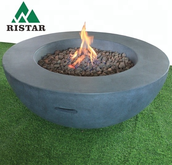 Deco garden with propane gas firepit bowl  concrete fire bowl for outdoor living