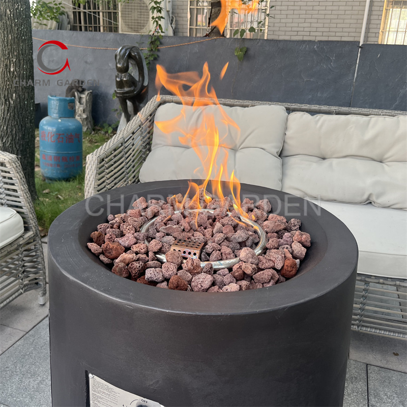 Outdoor Garden   Concrete Gas Fire Pit Column