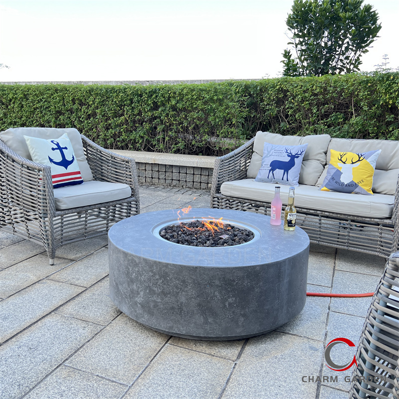 Garden Heating Original Concrete Grey concrete natural gas fire pit