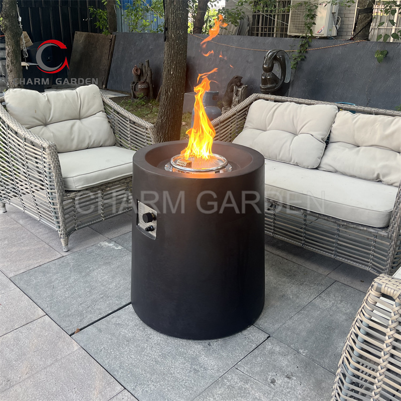 Outdoor Garden   Concrete Gas Fire Pit Column