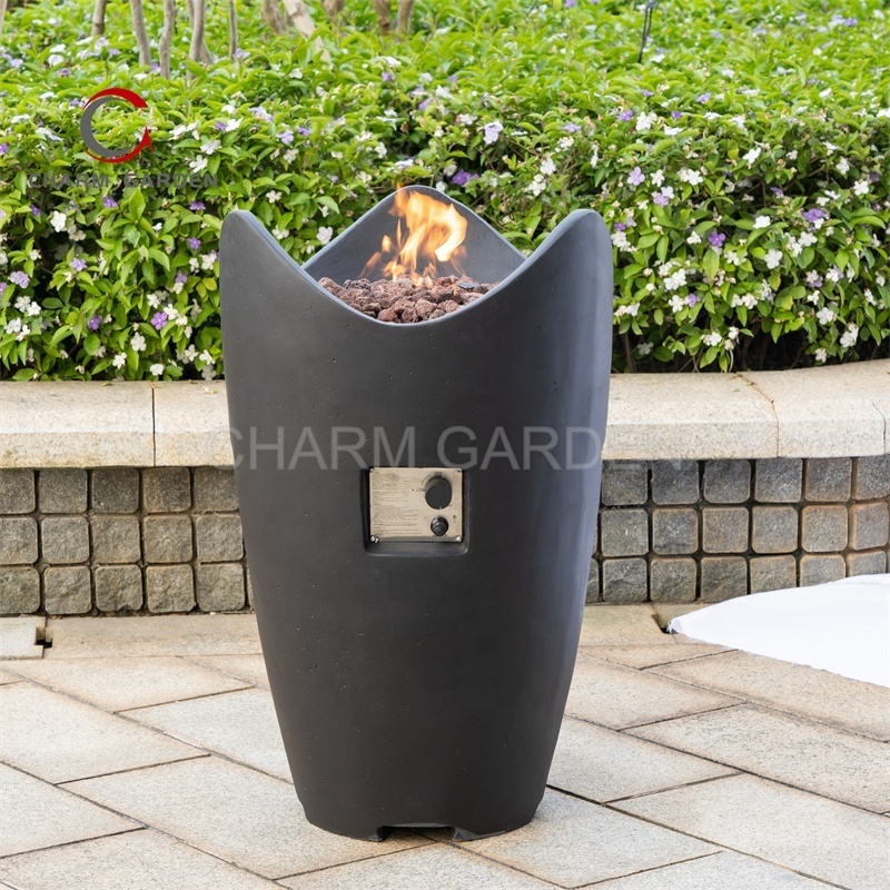 Outdoor Propane Burning Fire Bowl Column  Gas Fire Pit Column