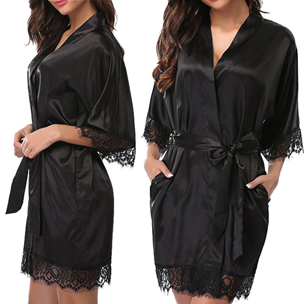 Factory Wholesale Item Rose Lace Silky Satin Kimono Robe for Girl Party Bride and Bridesmaid Robes for Bridal Party