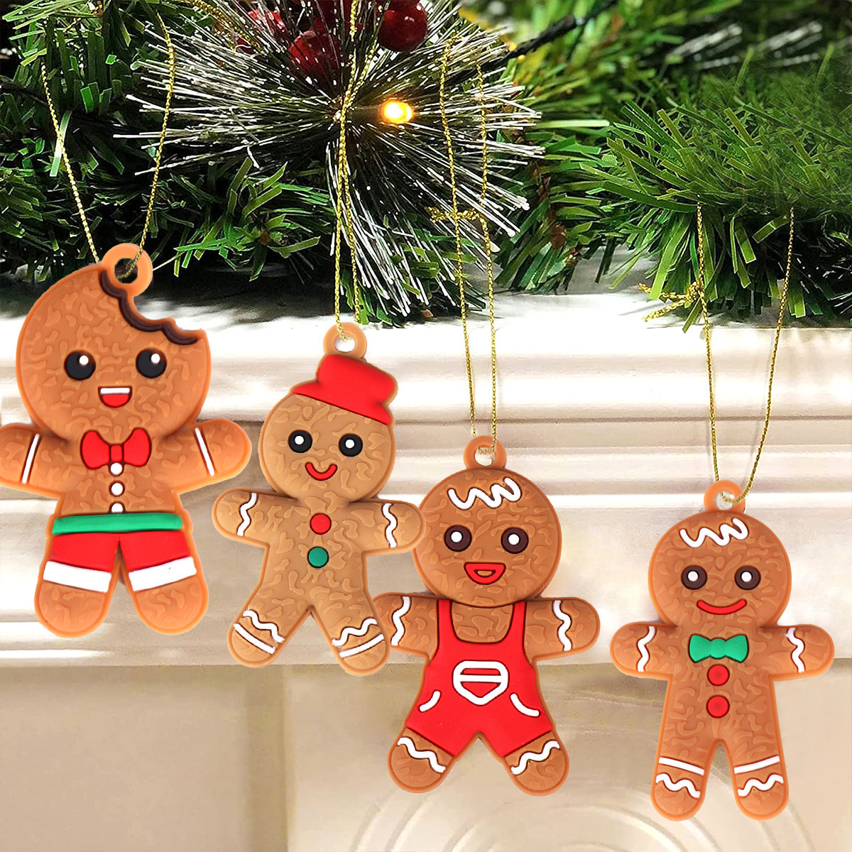 Santa Claus New Christmas Decoration Diy Tree Ornaments Snowflakes Garland Small Ornaments Santa Gingerbread Man