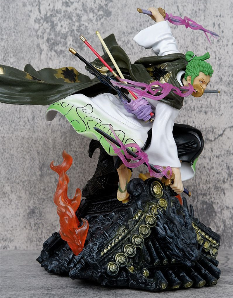 Hot Selling Anime Cartoon Characters Model Ornament One Pieces Handicraft Kimono Sansaburu Large Roof Zoro Anime Figure