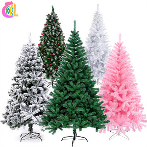 Manufacturer Wholesale Modern 7ft 8ft PE PVC Flocked The Big Snow White XMAS Led Light Artificial Christmas Tree