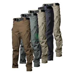 Men Slim-Fit Stretch Tactical Cargo Trousers Streetwear Cotton Ripped Decoration Casual Style Woven Outdoor Cargo Pants Men