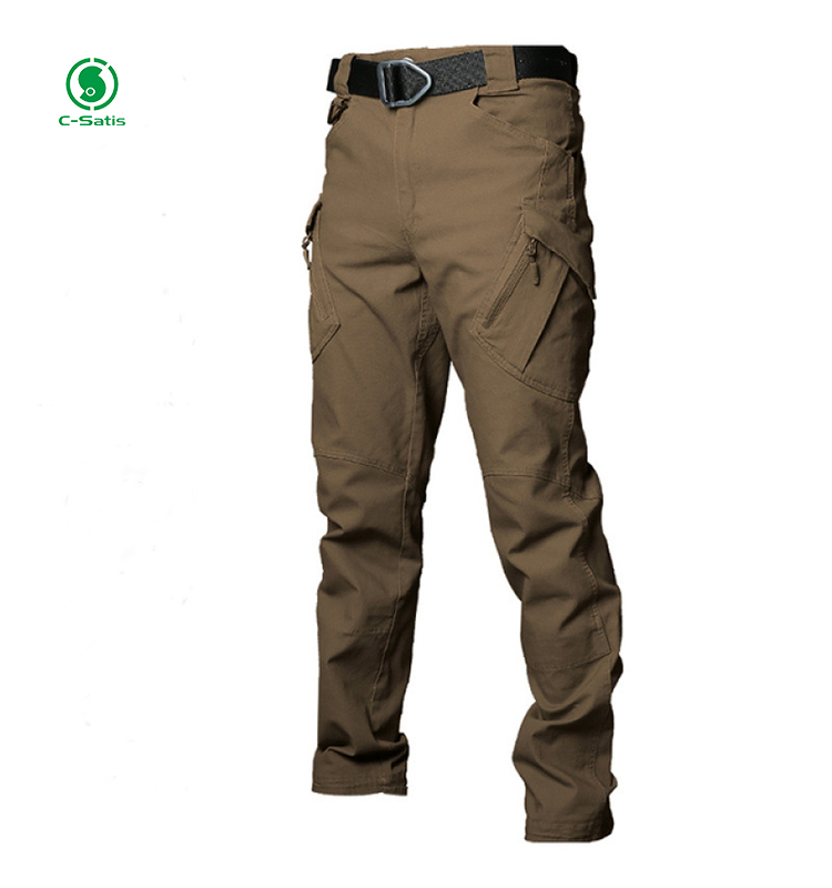 Men Slim-Fit Stretch Tactical Cargo Trousers Streetwear Cotton Ripped Decoration Casual Style Woven Outdoor Cargo Pants Men