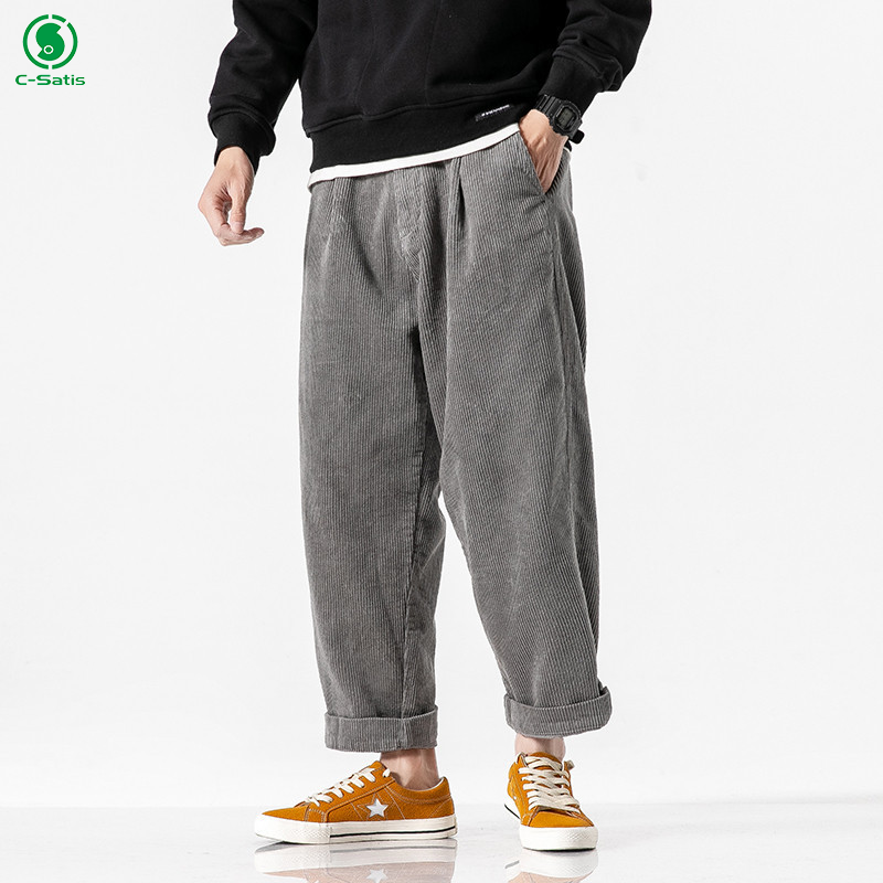 Autumn men's pants original retro corduroy loose wear with basic cargo casual pants men