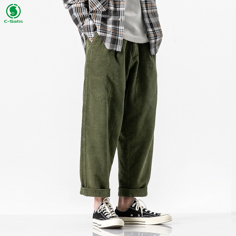 Autumn men's pants original retro corduroy loose wear with basic cargo casual pants men