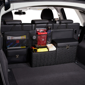 Customized Premium Personalized Trunk Tool Storage Organizer Luxury PU Leather Car SUV Trunk Travel Organizer