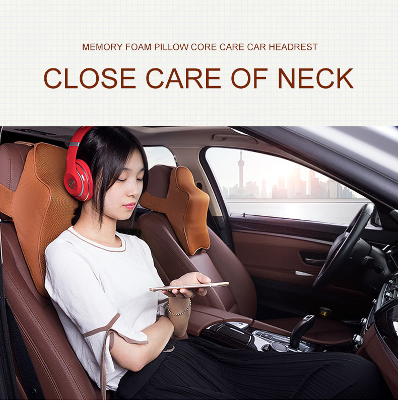 Grain Design Adjustable Car Seat Headrest Cushion Padded Contoured Car Rest Height Adjustment