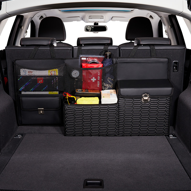 Durable PU Leather Car Truck Box Strong Collapsible SUV Trunk Cargo Organizer