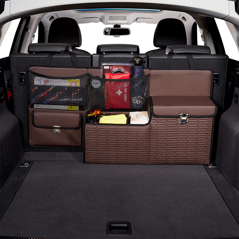 Durable PU Leather Car Truck Box Strong Collapsible SUV Trunk Cargo Organizer