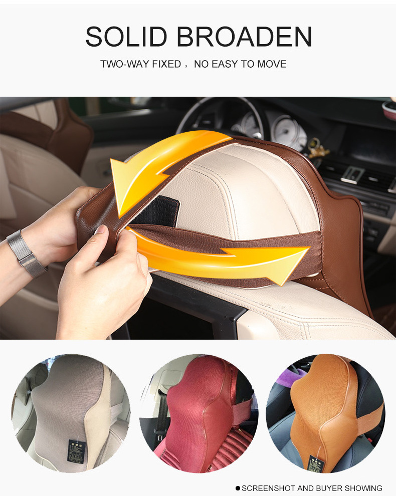 Grain Design Adjustable Car Seat Headrest Cushion Padded Contoured Car Rest Height Adjustment