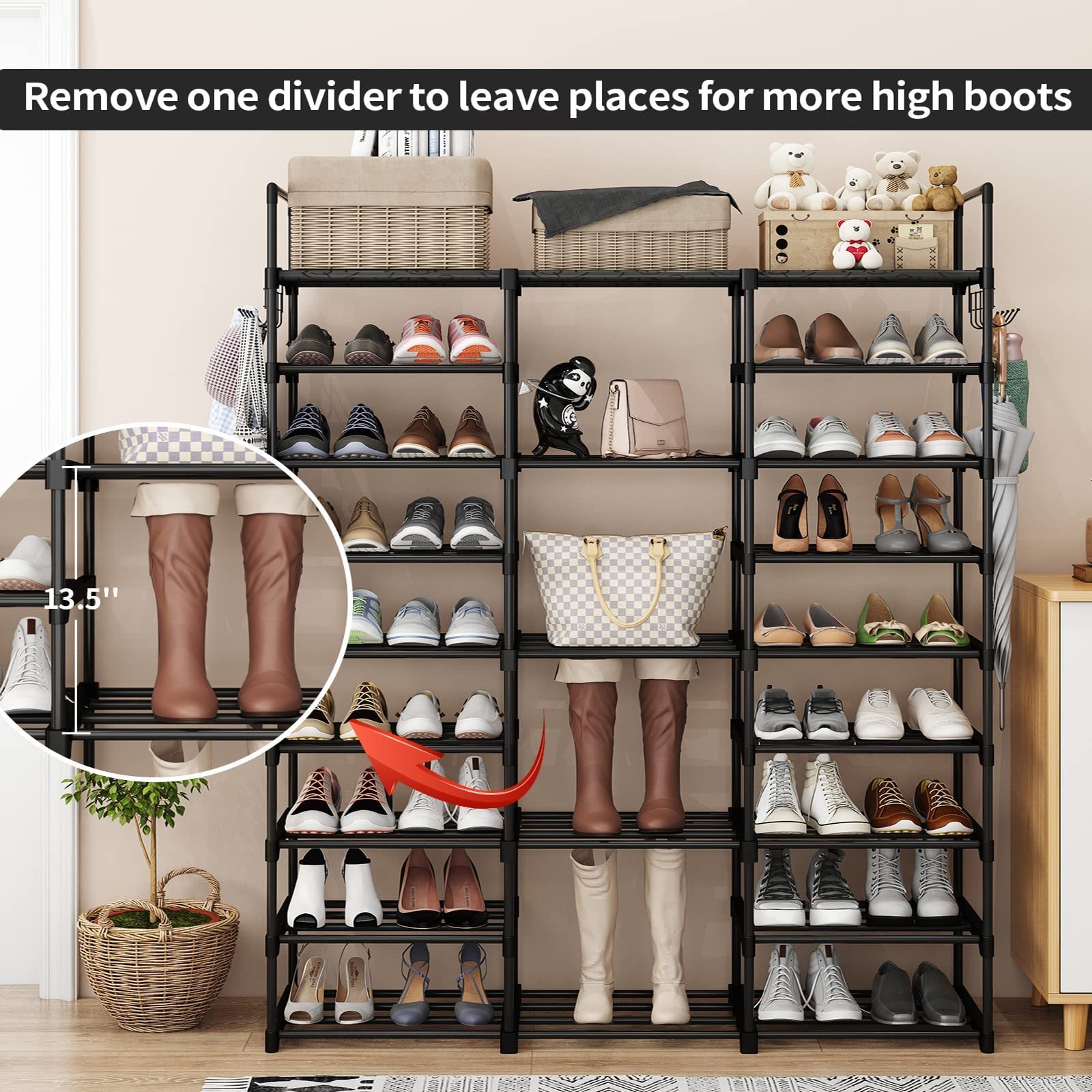 Combohome  Shoe Rack Organizer for Entryway Closet 9 Tiers Large Shoe Storage Shelf for 50-55 Pairs Shoe and Boots, Space Saving