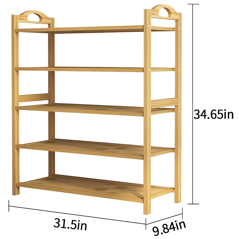 Combohome Wooden Shoe Shelf Bamboo Shoe Rack 5-Tier Shoe Storage Organizer