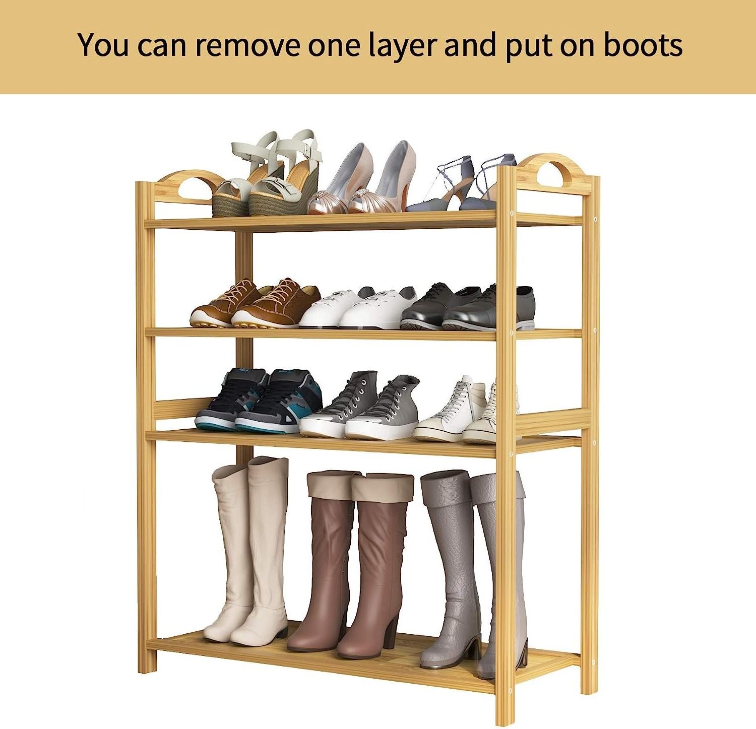 Combohome Wooden Shoe Shelf Bamboo Shoe Rack 5-Tier Shoe Storage Organizer