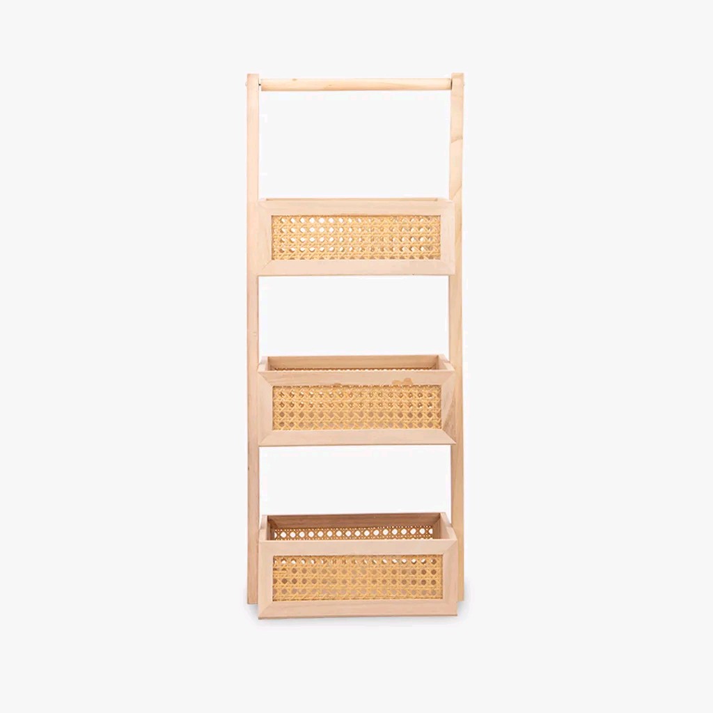 Combohome FREE SAMPLE Portable Bathroom Bamboo Rattan Shelf Free-standing Bamboo Ladder Storage Rack Room Decor Shelves