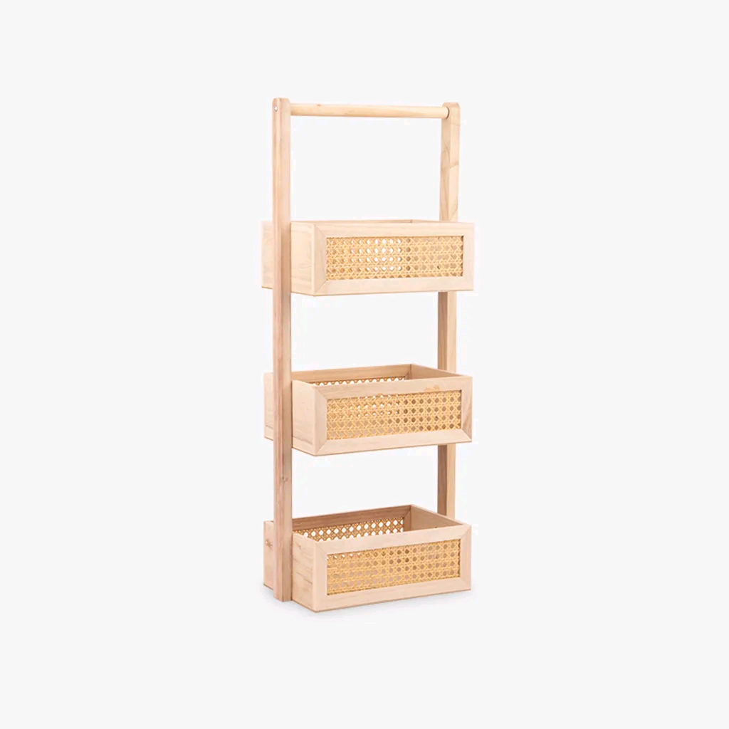 Combohome FREE SAMPLE Portable Bathroom Bamboo Rattan Shelf Free-standing Bamboo Ladder Storage Rack Room Decor Shelves