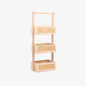 Combohome FREE SAMPLE Portable Bathroom Bamboo Rattan Shelf Free-standing Bamboo Ladder Storage Rack Room Decor Shelves