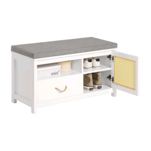 Combohome White Simple Modern Wooden Furniture 9 Pair Shoe Cabinet Storage Bench for Kids