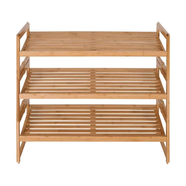 Combohome 3 Tier Bamboo and Wood Shoe Rack Homes & Gardens