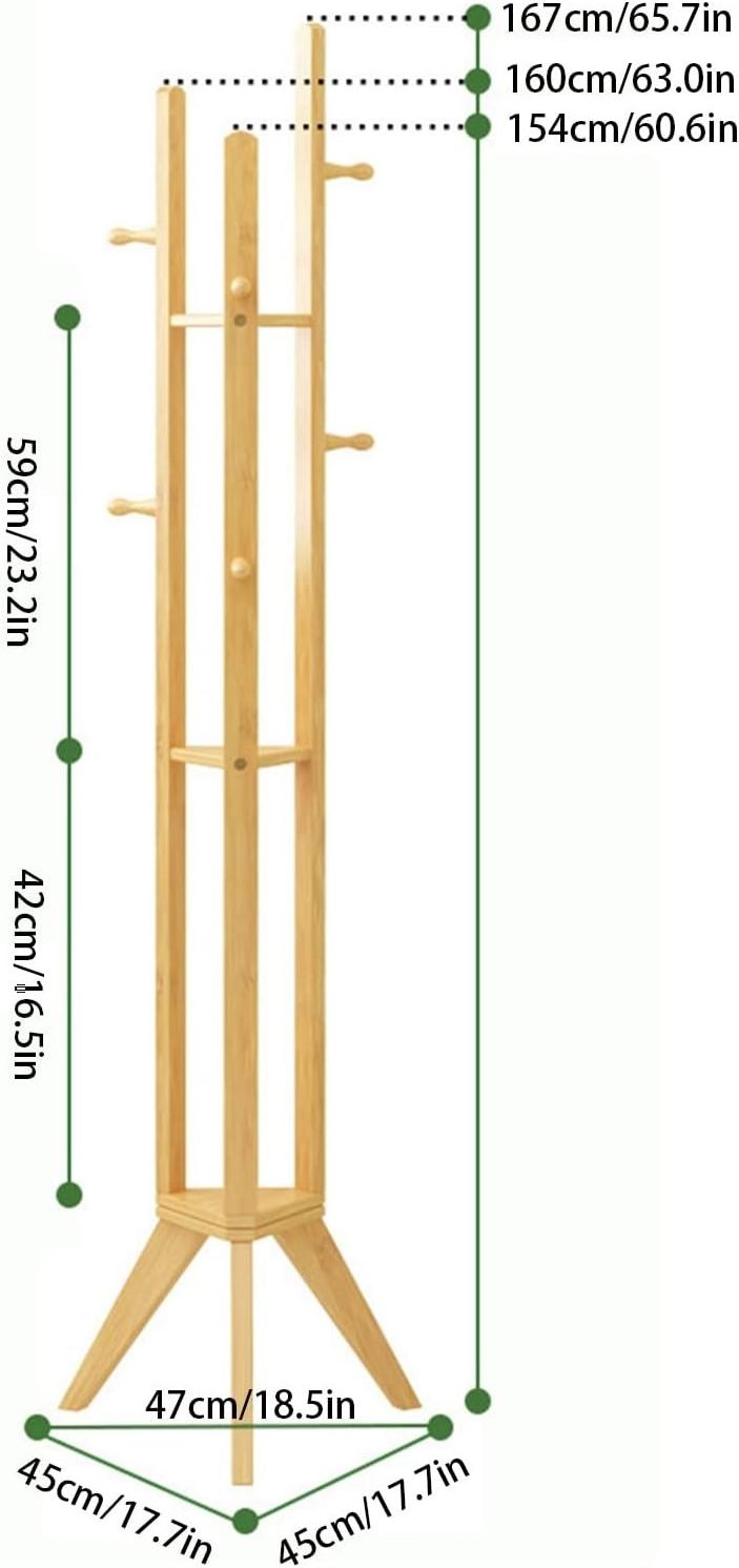 Combohome Coat Hanger Stand Coat Rack Freestanding Bamboo Coat Rack Tree with 6 Hooks for Clothes Hats and Bags