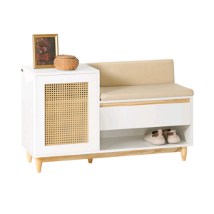 Combohome Entryway Furniture Modern Wooden Shoe Rack Cabinet Small Shoe Storage Bench With Soft Seat Cushion