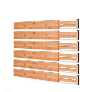 Combohome Eco Friendly Natural Bamboo Adjustable Expandable Drawer Dividers Organizers For Kitchen Dresser Bedroom Office